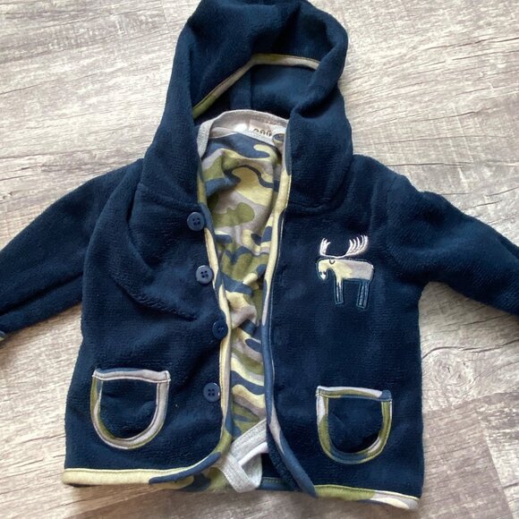 Baby Clothing Bundle: Moose Hoodie Spider-Man Pants Camo Onesie & Denim Pants 3- - Picture 8 of 9